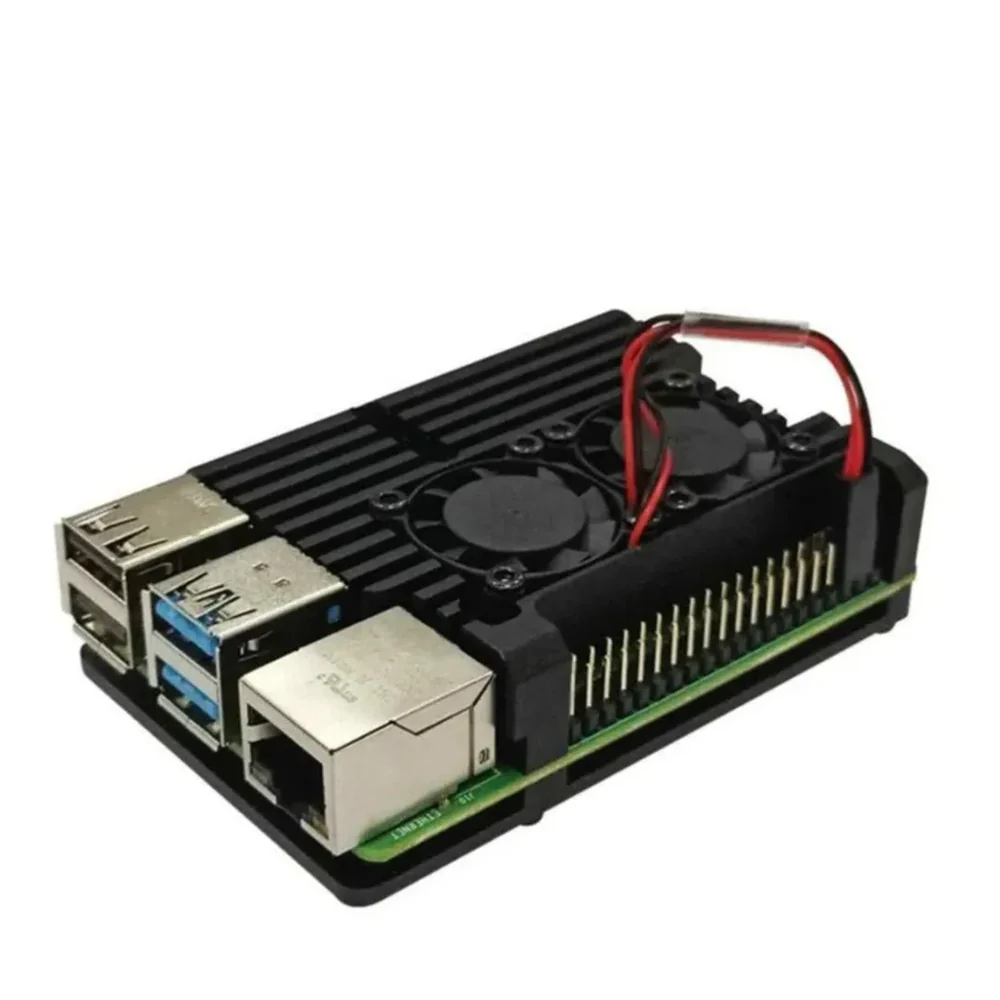 Raspberry Pi Metal Aluminium Case with Double Fans for Raspberry Pi 4B (Black) - Image 3