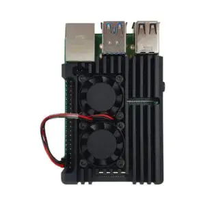 Raspberry Pi Metal Aluminium Case with Double Fans for Raspberry Pi 4B (Black)
